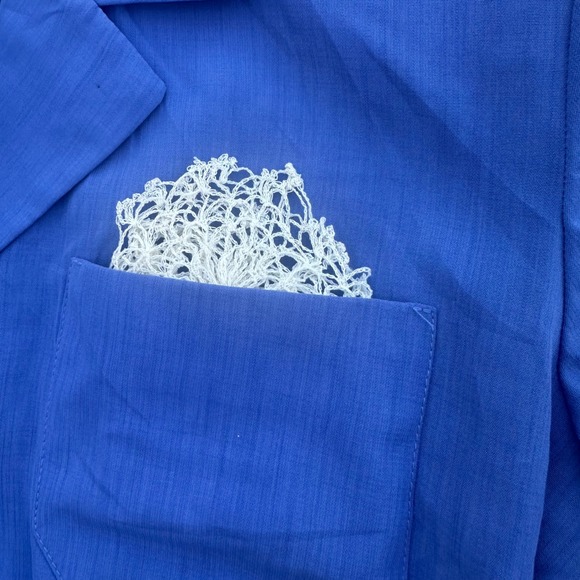 Leslie Fay Petite Vintage Belted Shirt Dress Pleated Career‎ Blue 8P - Picture 12 of 13